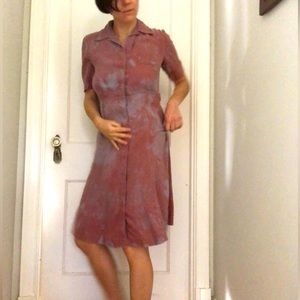 Handmade Vintage Dress with Distressed Pink Fabric